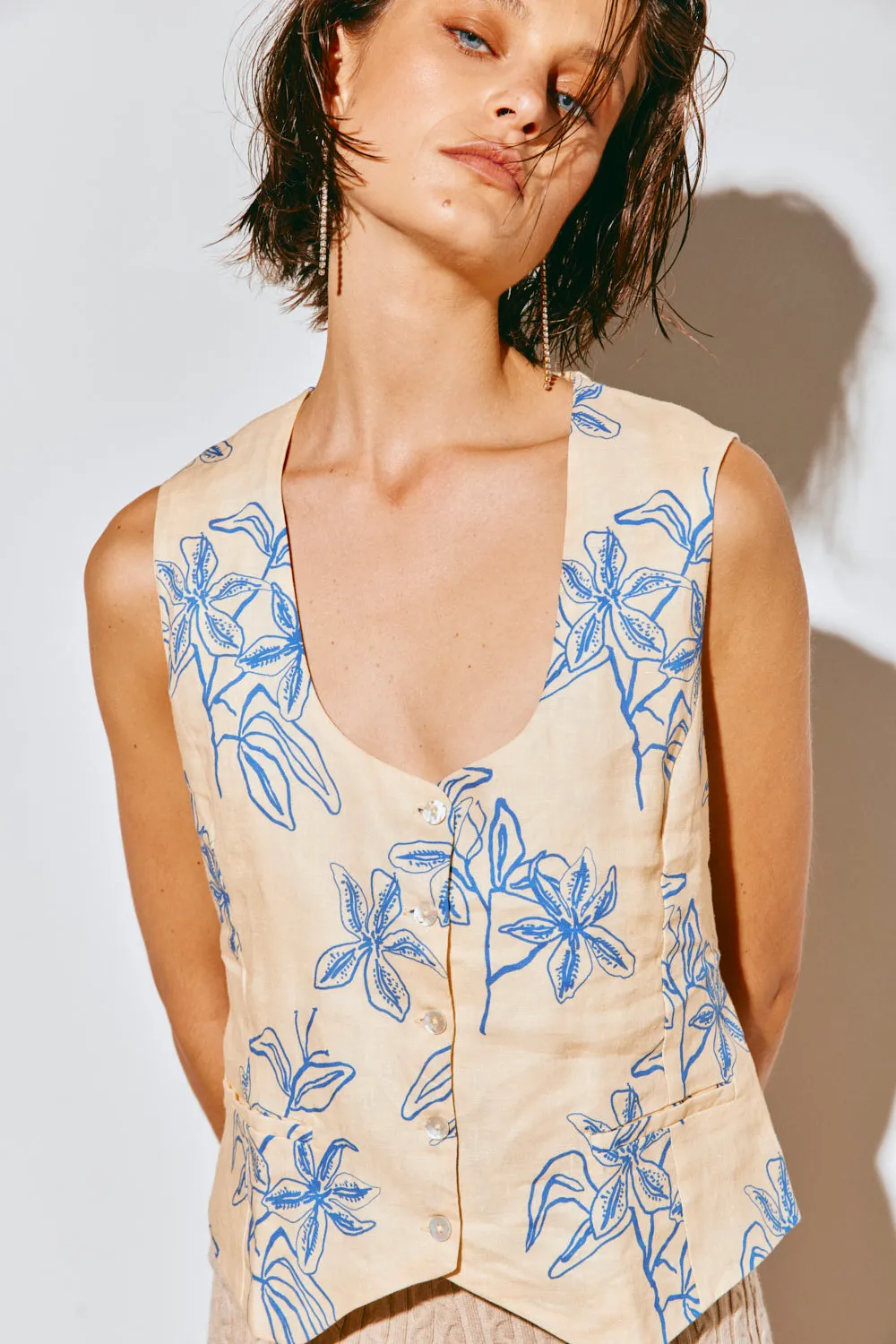 Sun Seeker Linen Vest Iris sold by Verge Girl product image thumbnail 2