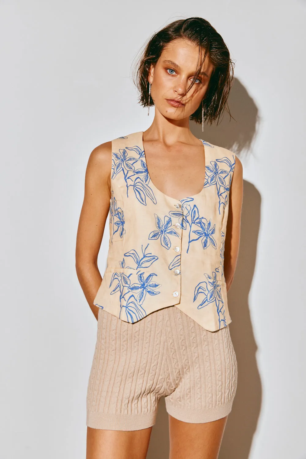 Sun Seeker Linen Vest Iris sold by Verge Girl