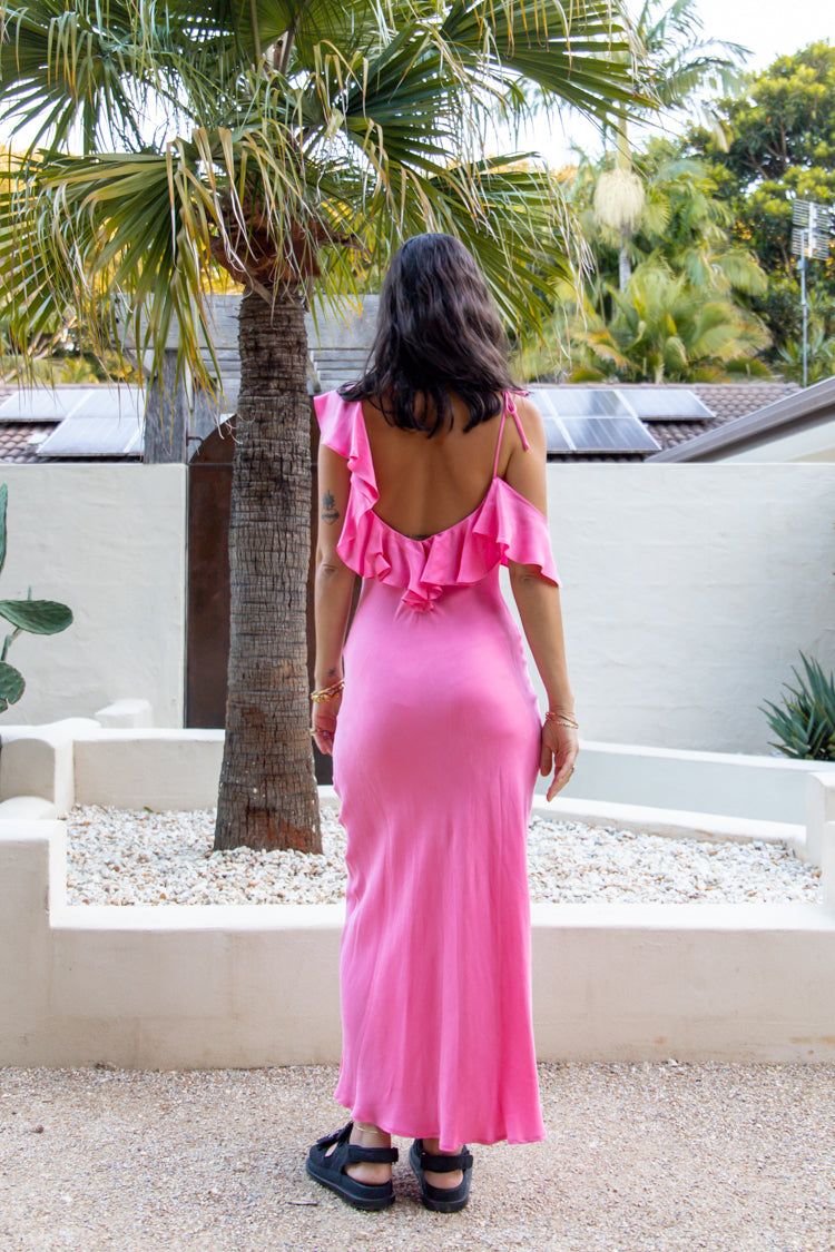 VRG GRL Feminine Muse Bias Cut Maxi Dress // Pink sold by Verge Girl product image thumbnail 4