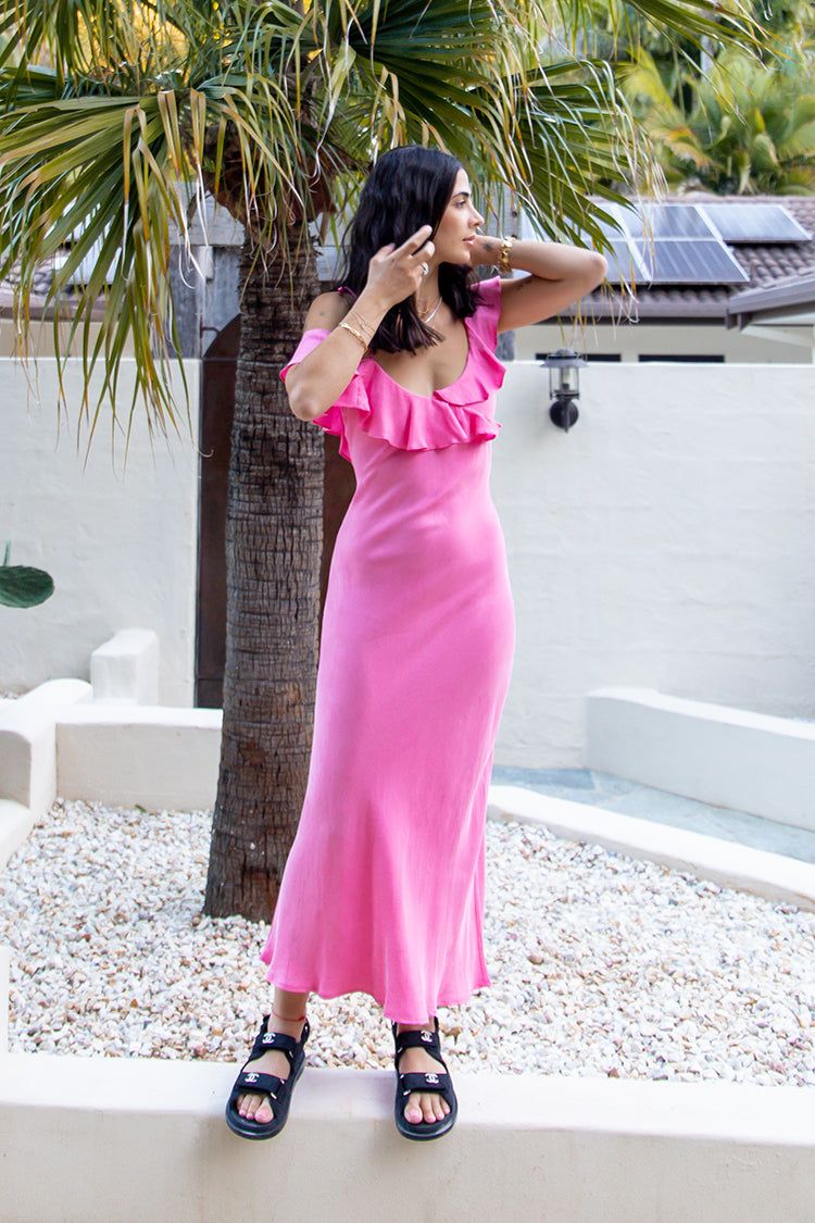 VRG GRL Feminine Muse Bias Cut Maxi Dress // Pink sold by Verge Girl product image thumbnail 2