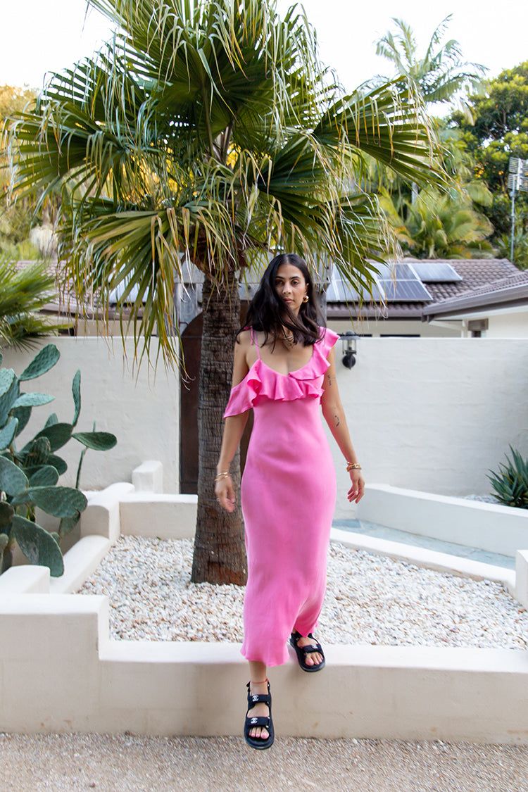 VRG GRL Feminine Muse Bias Cut Maxi Dress // Pink sold by Verge Girl product image thumbnail 5