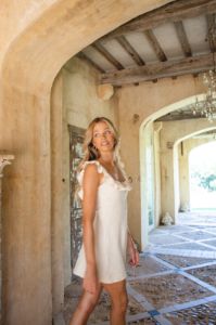 VRG GRL Art & Monuments Bias Cut Mini Dress // Natural sold by Verge Girl