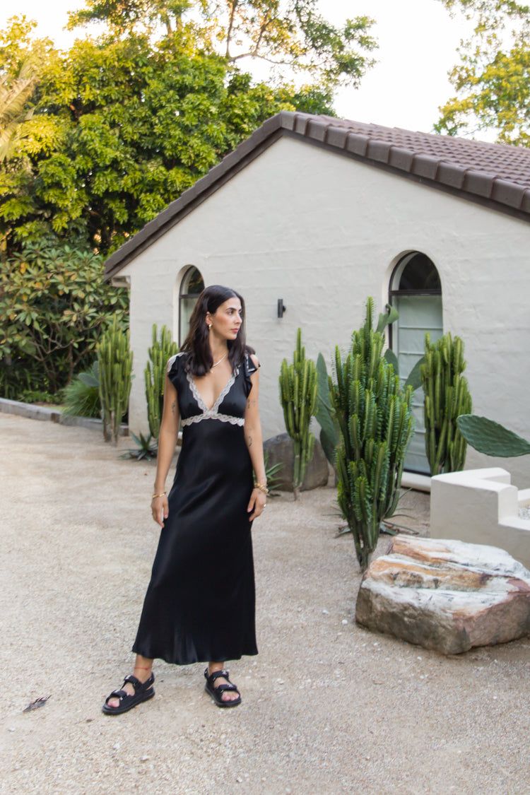VRG GRL The Ivy Bias Cut Maxi Dress // Black sold by Verge Girl