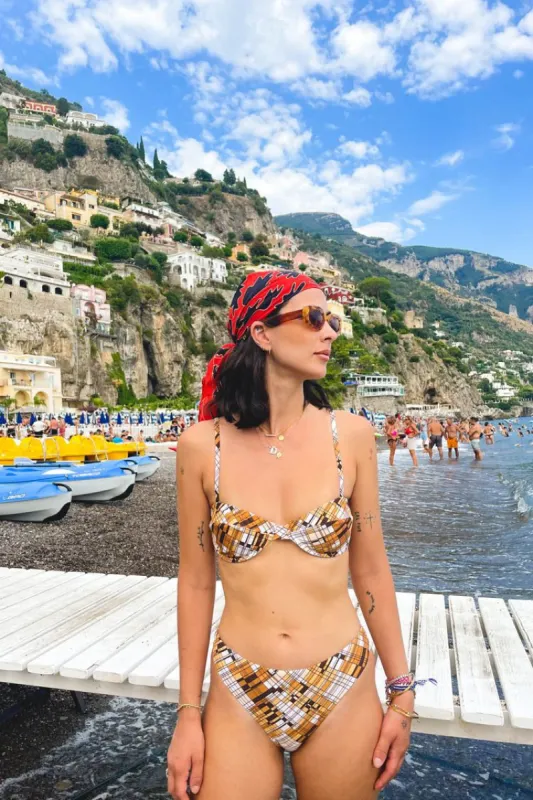 VRG GRL Mediterranean Vacay Bikini Bottom // Brown Check sold by Verge Girl