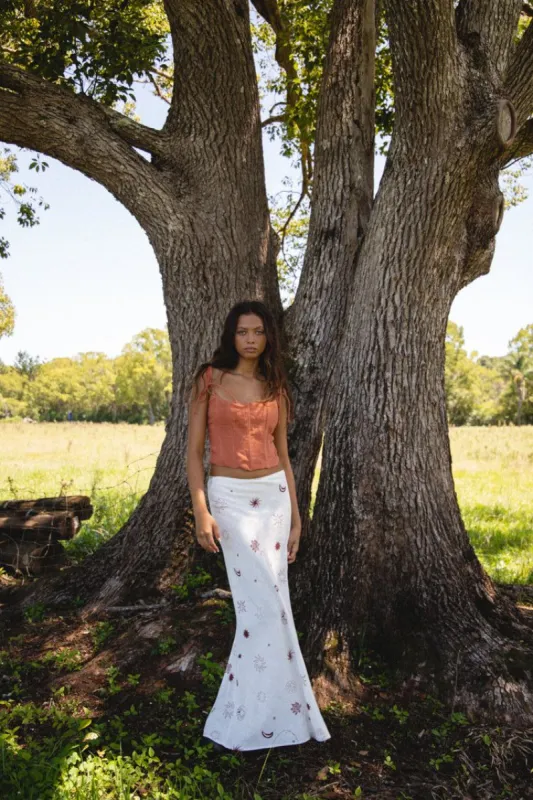 VRG GRL Sense Of Summer Bias Cut Maxi Skirt // White sold by Verge Girl