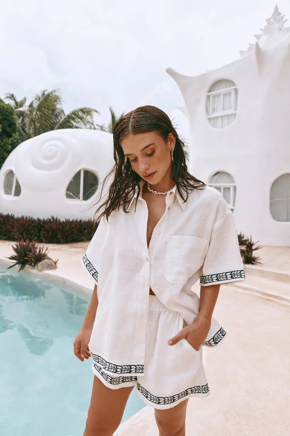 Kaila Linen Shirt Tulip sold by Verge Girl