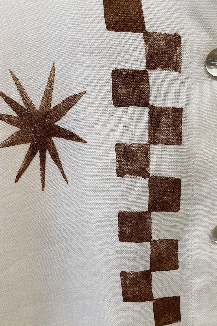 Mediterranean Blue Linen Button Front Shirt Brown sold by Verge Girl product image thumbnail 9