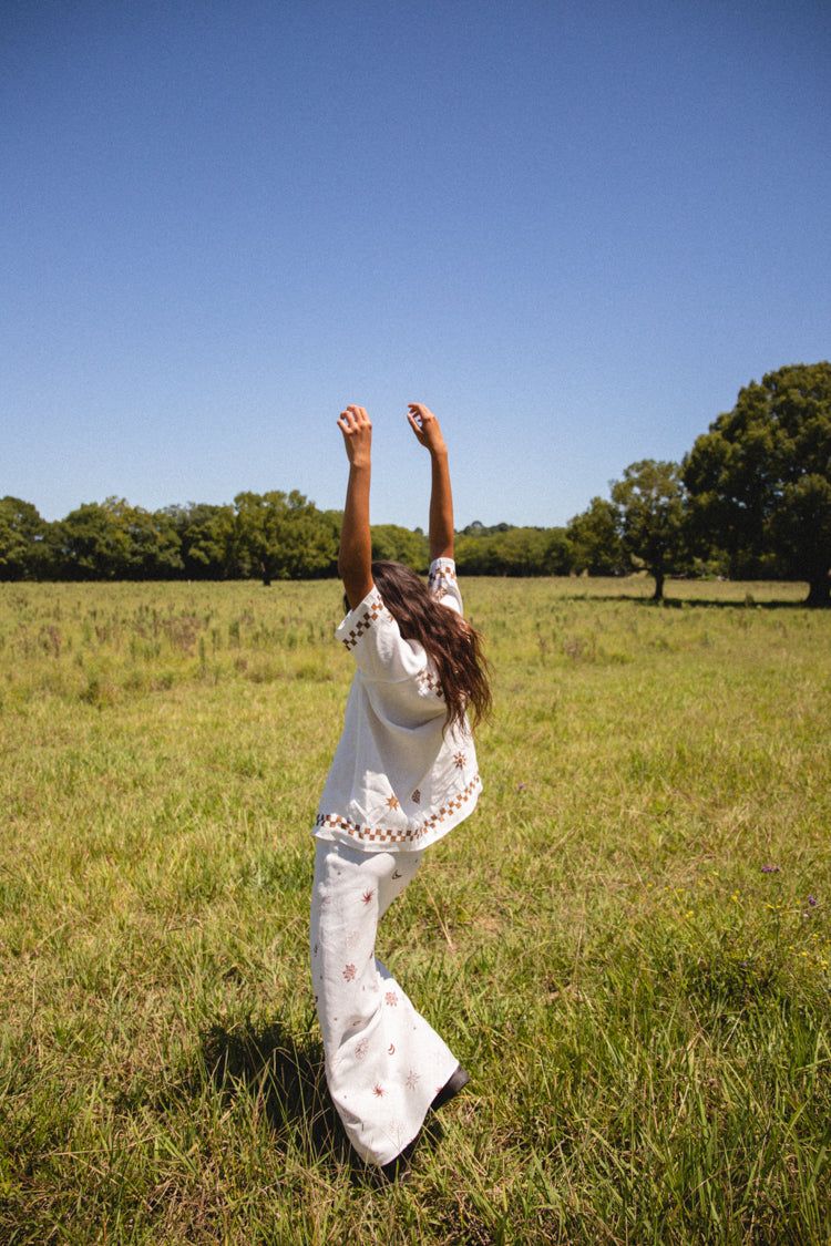 Mediterranean Blue Linen Button Front Shirt Brown sold by Verge Girl product image thumbnail 8