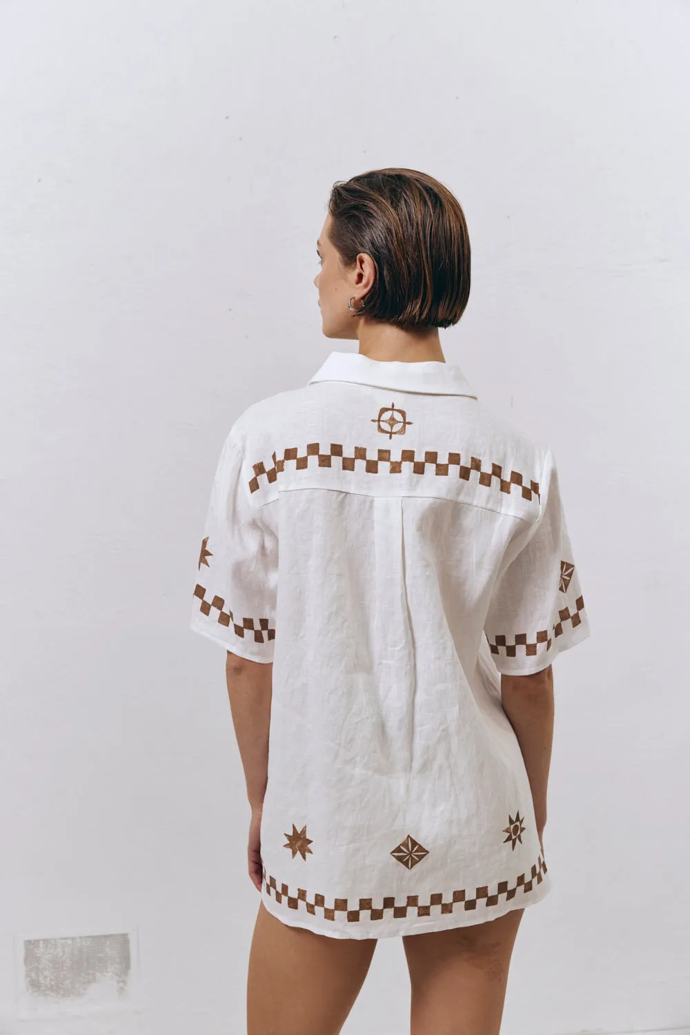 Mediterranean Blue Linen Shirt Brown sold by Verge Girl product image thumbnail 2