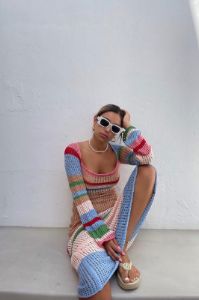 VRG GRL Work Of Art Crochet Maxi Dress // Multi sold by Verge Girl