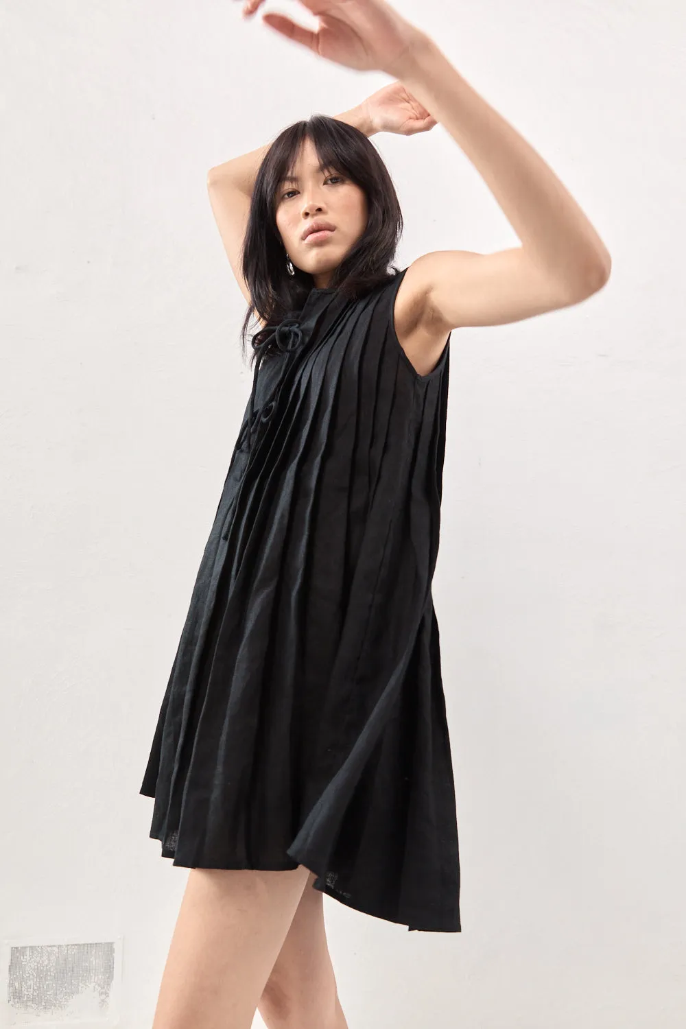 Valeria Linen Mini Dress Black sold by Verge Girl product image thumbnail 3