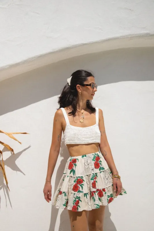 VRG GRL Sundance Frill Mini Skirt // Hibiscus sold by Verge Girl