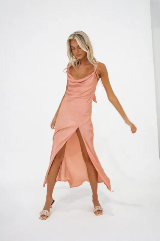 VRG GRL The It Girl Bias Cut Maxi Dress // Blush sold by Verge Girl