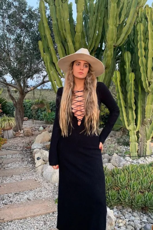 Vibes Are Real Knit Maxi Dress Black sold by Verge Girl