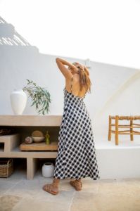 Nights In Ipanema Bias Cut Midi Dress Black Check sold by Verge Girl