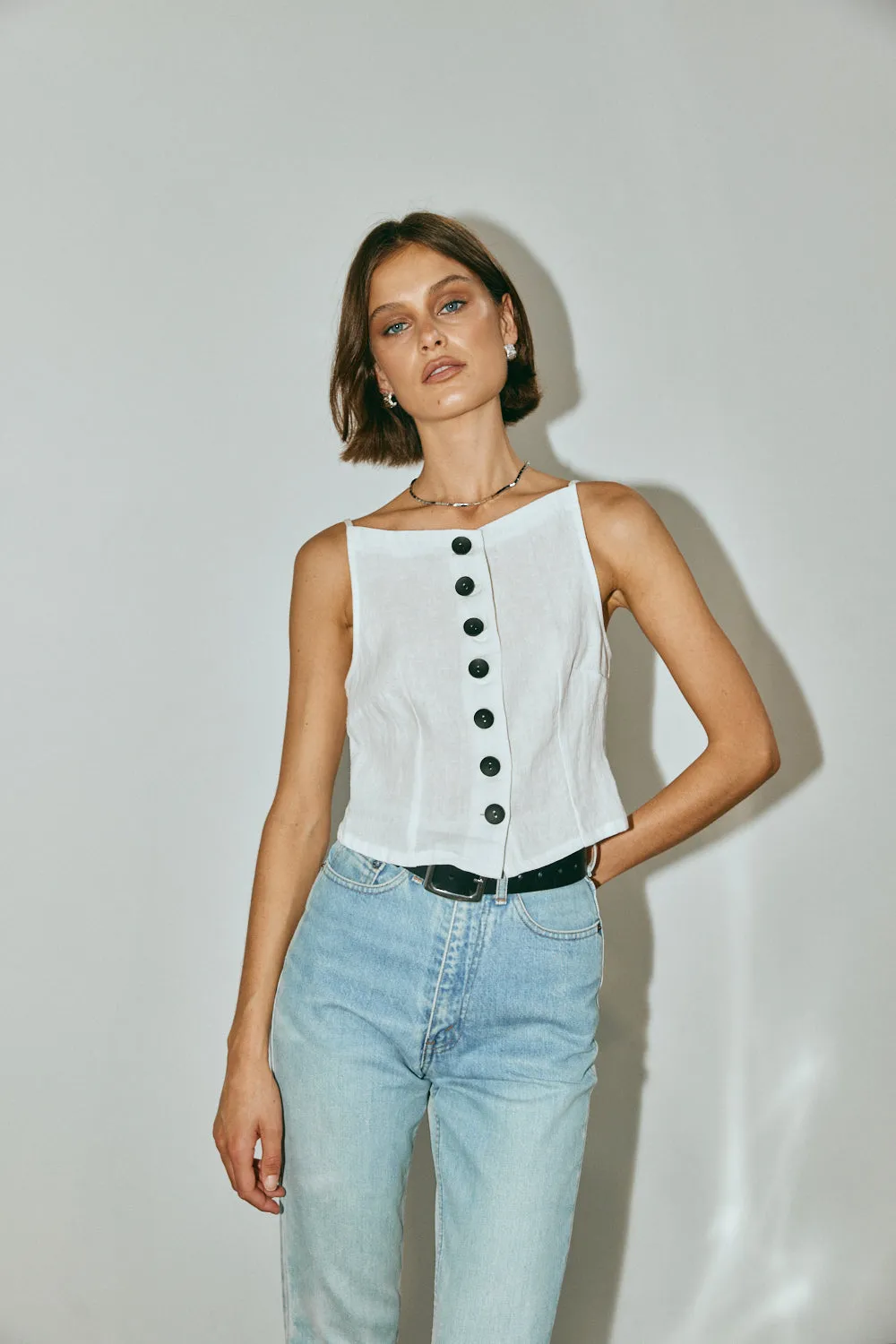 Rumi Linen Top White sold by Verge Girl product image thumbnail 2