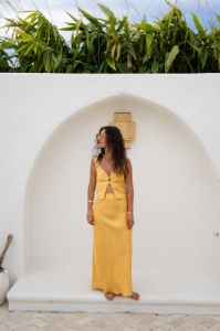 VRG GRL Love Language Linen Button Front Top // Yellow sold by Verge Girl