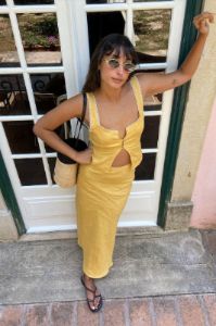 VRG GRL Love Language Linen Button Front Top // Yellow sold by Verge Girl