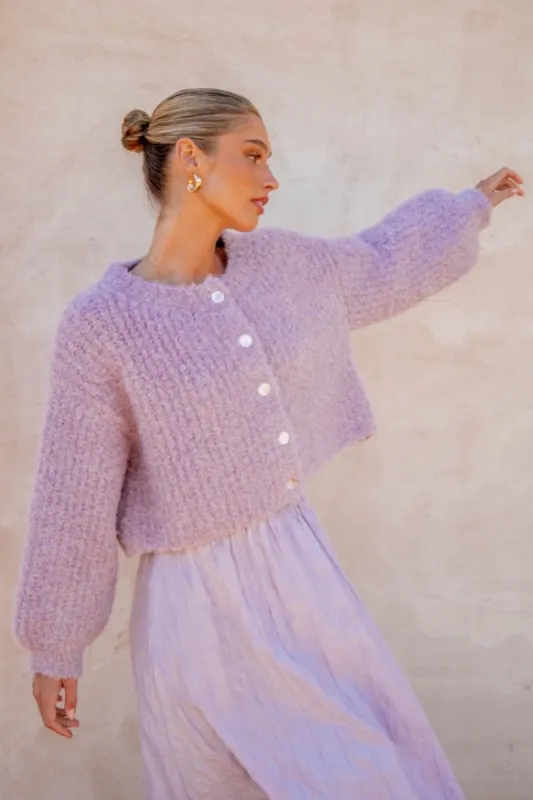 VRG GRL Elsie Knit Cardigan // Lilac sold by Verge Girl