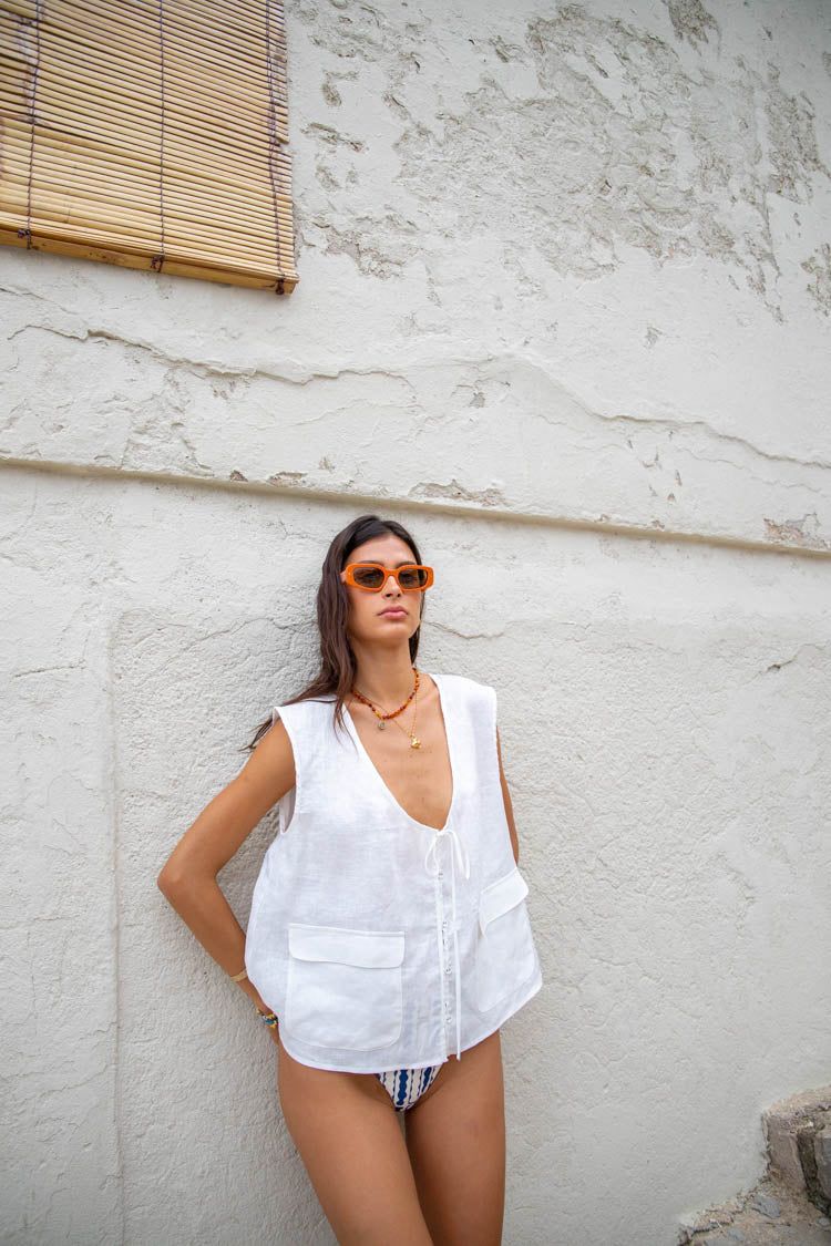 Marlii Linen Smock Top White sold by Verge Girl product image thumbnail 6
