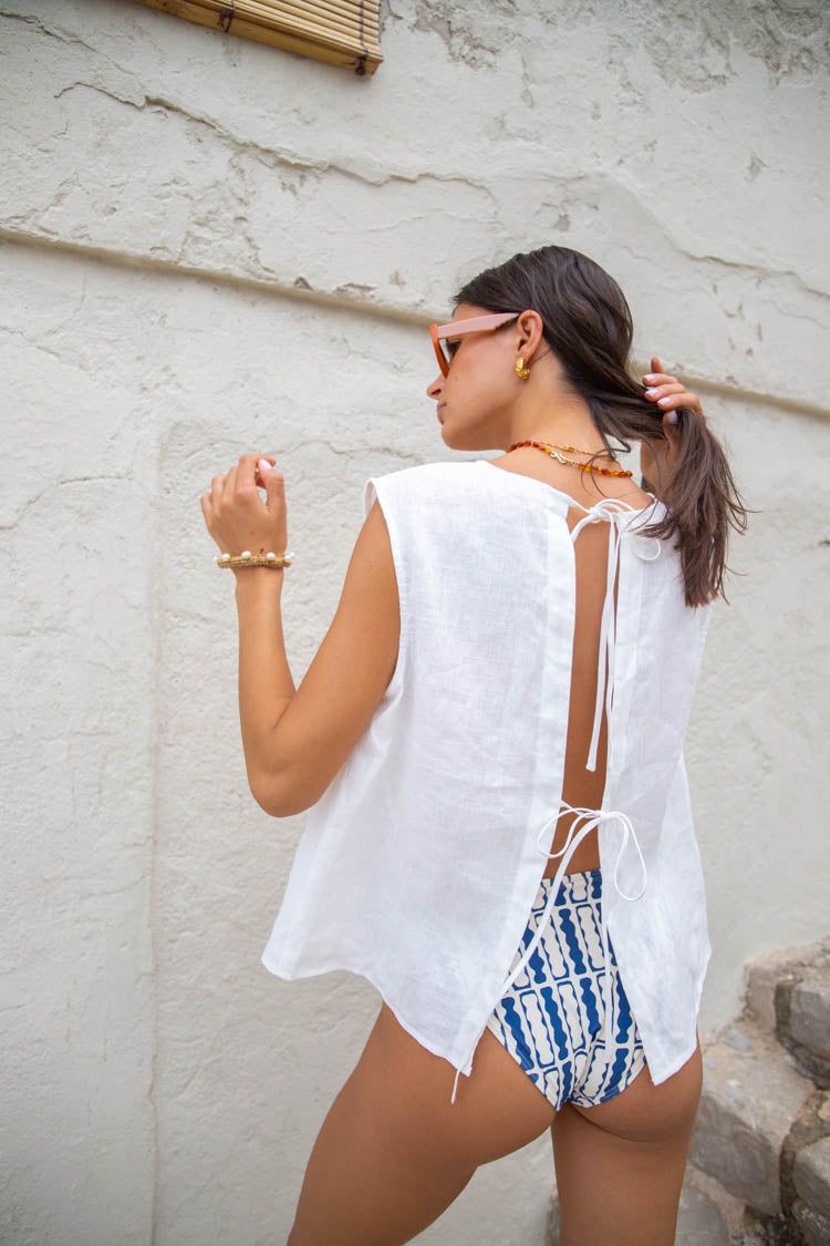 Marlii Linen Smock Top White sold by Verge Girl product image thumbnail 5