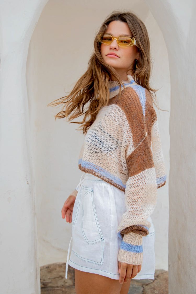 VRG GRL Stevie Cropped Knit Jumper // Stripe sold by Verge Girl product image thumbnail 2