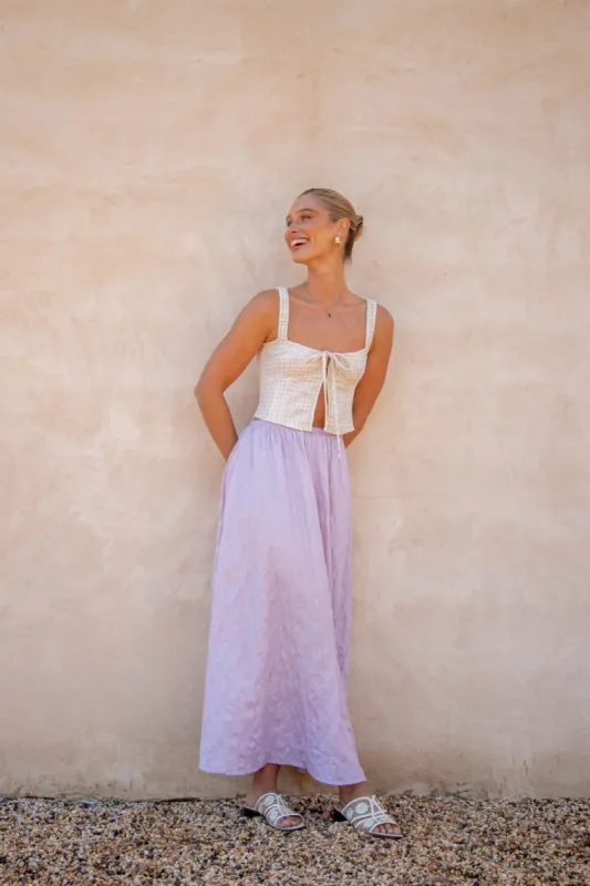 VRG GRL Solara Midi Skirt // Lilac sold by Verge Girl