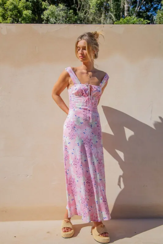 VRG GRL Paolina Bias Cut Midi Dress // Flora sold by Verge Girl