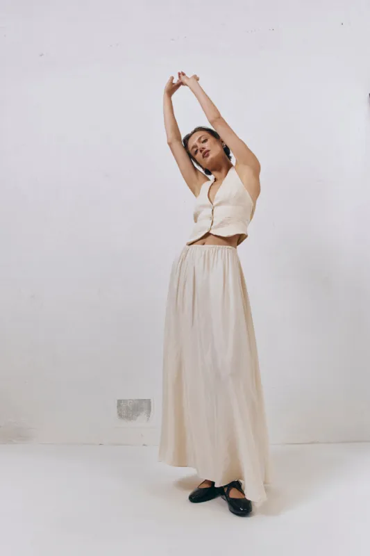 Solara Cupro Maxi Skirt Natural made by Verge Girl