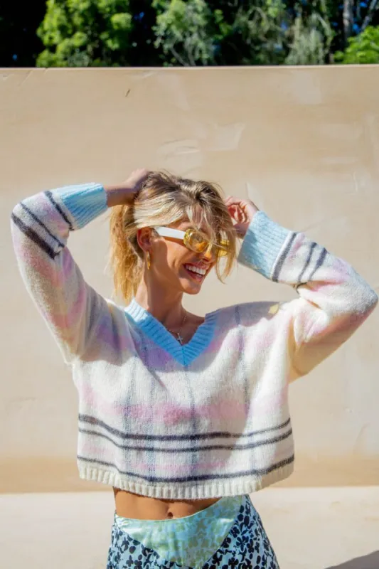 VRG GRL Future Face Knit Jumper // Stripe sold by Verge Girl