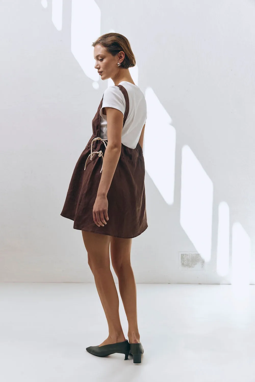 Paros Palms Linen Mini Dress Chocolate sold by Verge Girl product image thumbnail 2