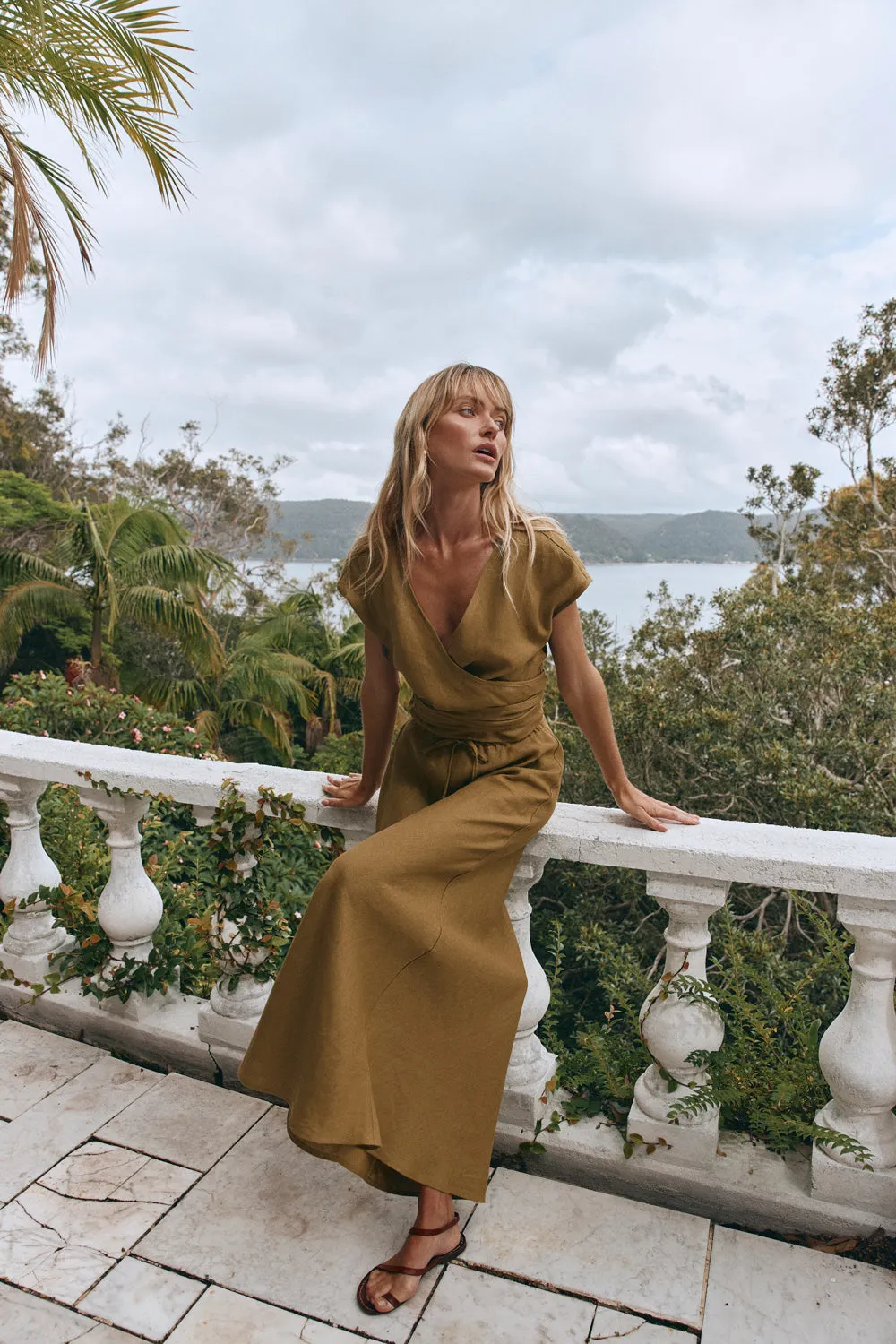 Aki Linen Maxi Skirt Olive sold by Verge Girl product image thumbnail 3