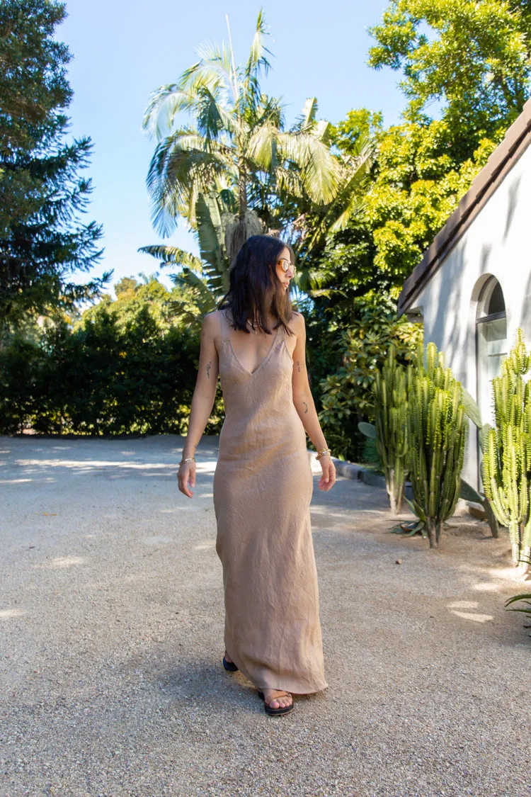Silhouettes Bias Cut Linen Maxi Dress Latte sold by Verge Girl product image thumbnail 4