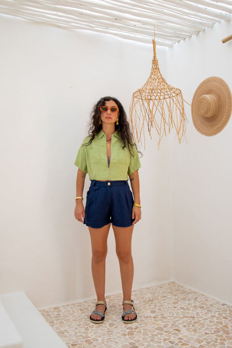 Following The Sun Linen Shorts Navy sold by Verge Girl product image thumbnail 5