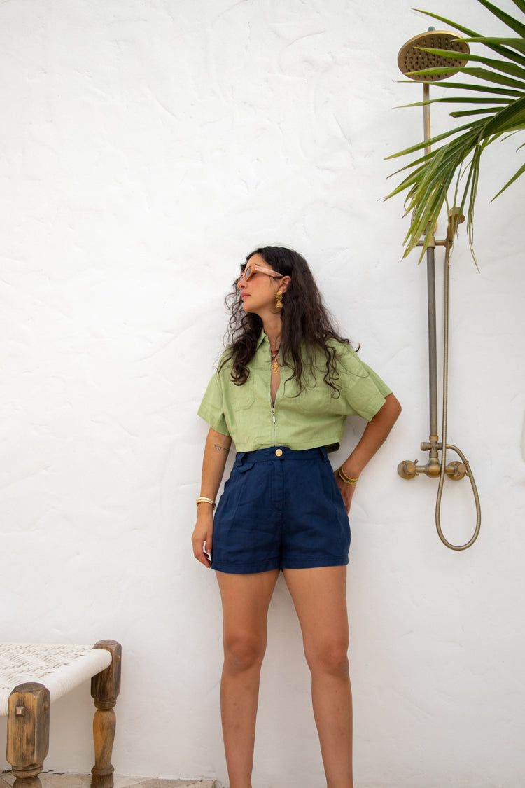 Following The Sun Linen Shorts Navy sold by Verge Girl product image thumbnail 4
