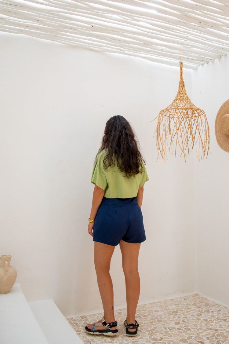 Following The Sun Linen Shorts Navy sold by Verge Girl product image thumbnail 2