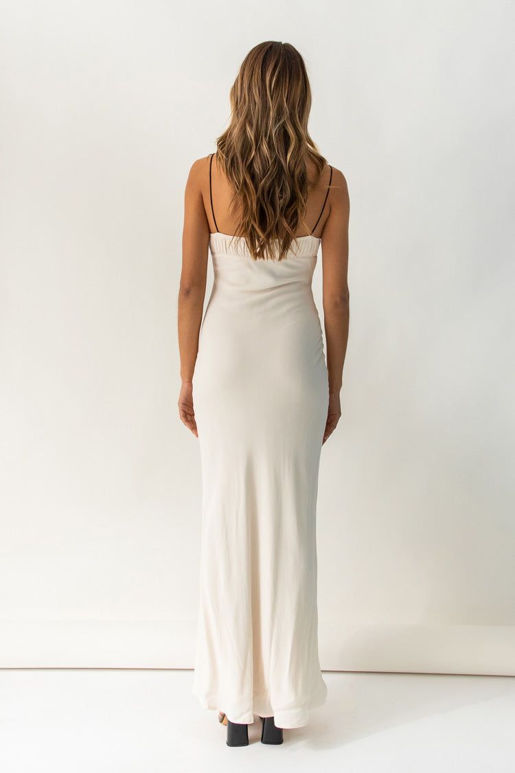 VRG GRL Wish You Were Here Bias Cut Maxi Dress // Cream sold by Verge Girl product image thumbnail 8