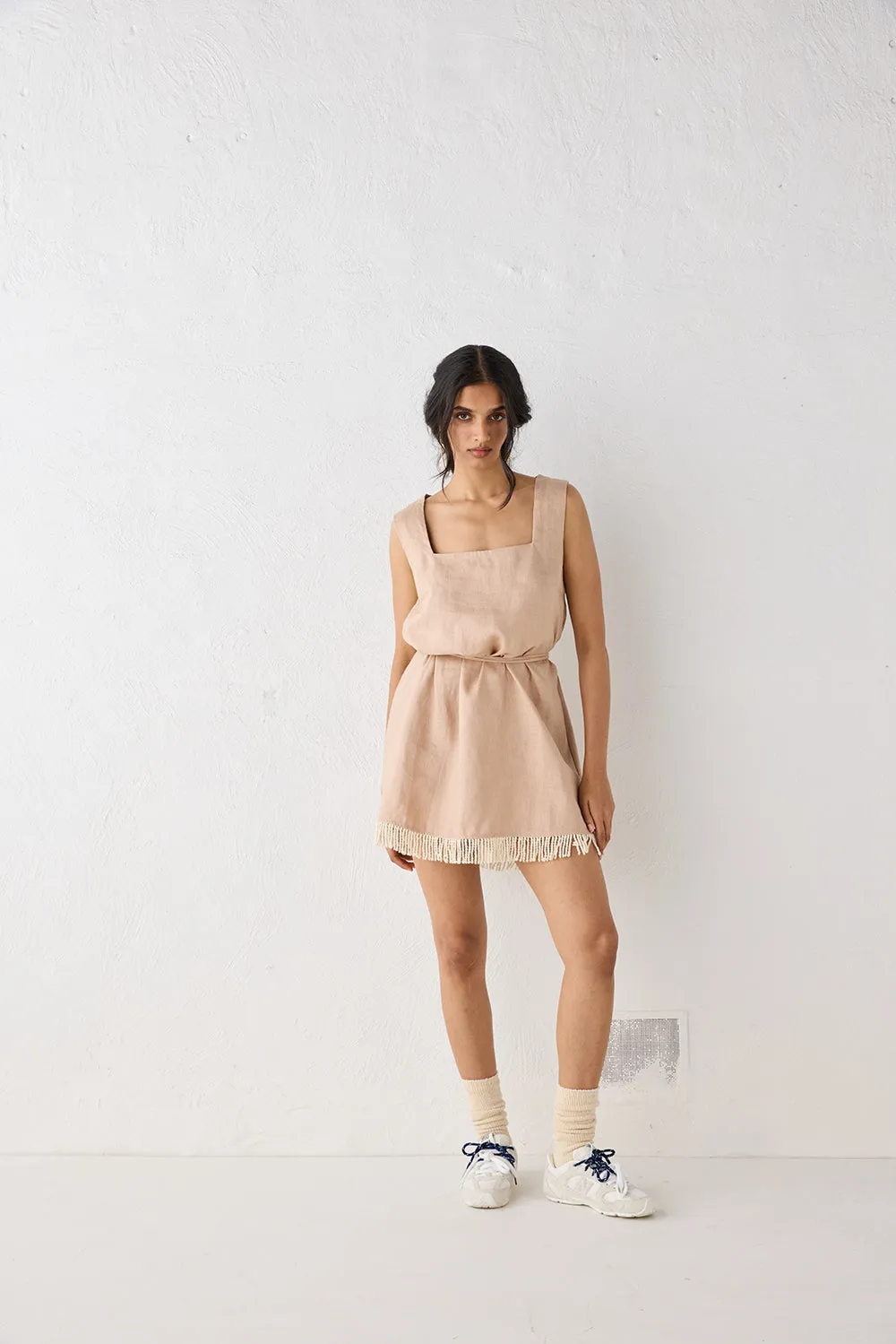 Verve Linen Mini Dress Blush sold by Verge Girl product image thumbnail 3