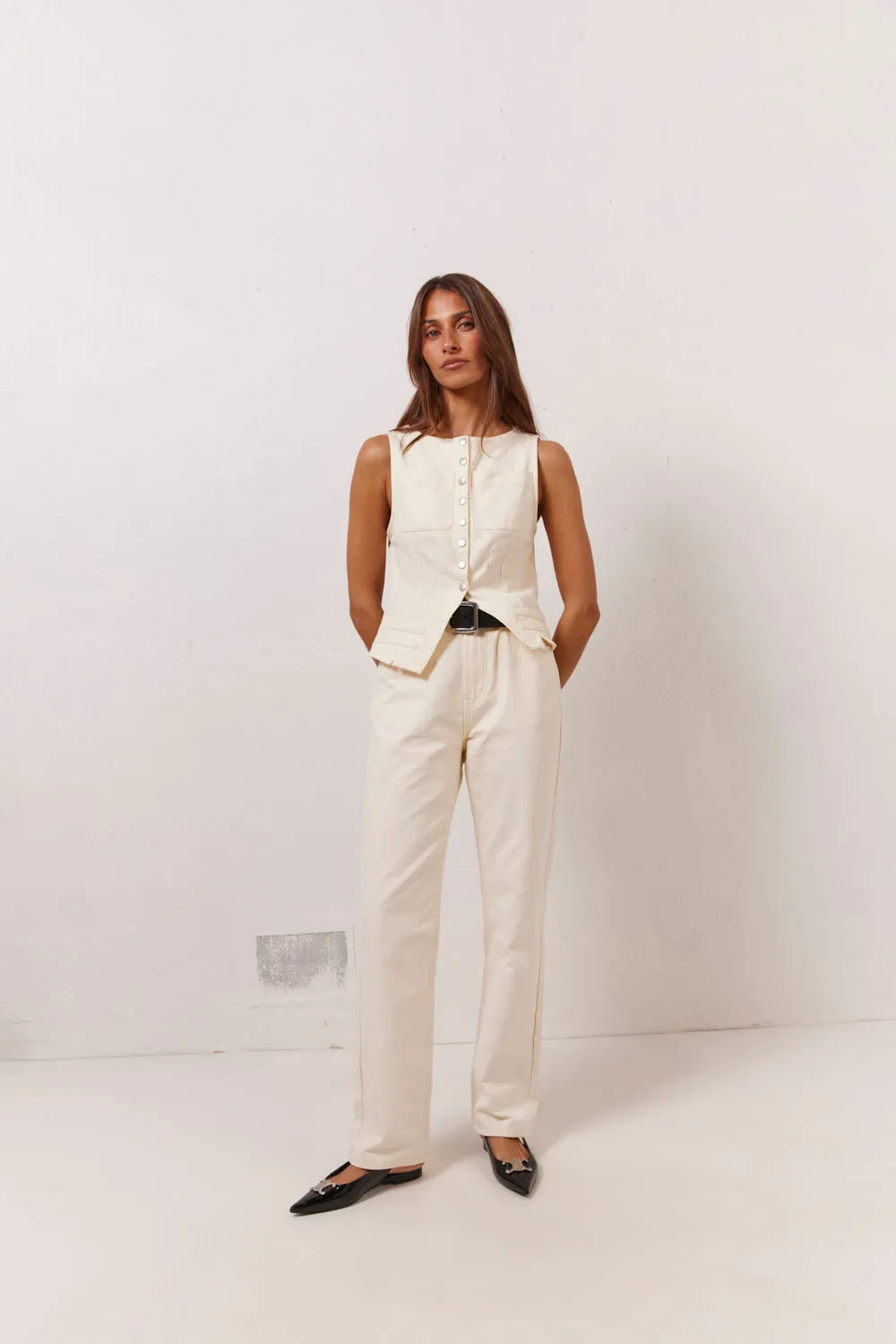 Suki Denim Vest Cream sold by Verge Girl product image thumbnail 3