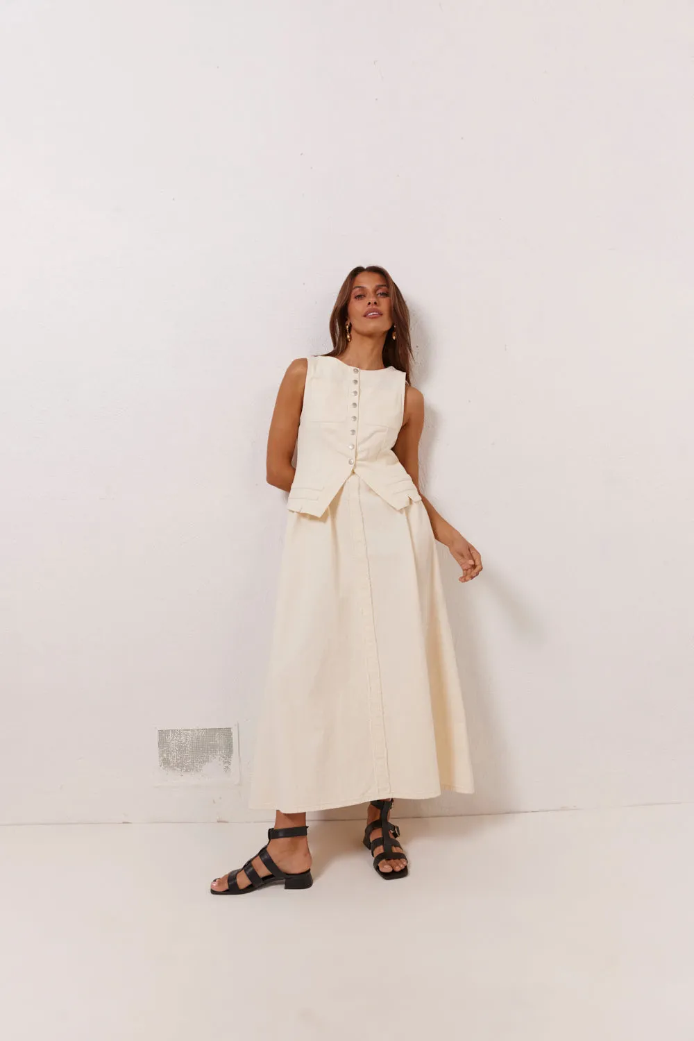 Suki Denim Vest Cream sold by Verge Girl product image thumbnail 2