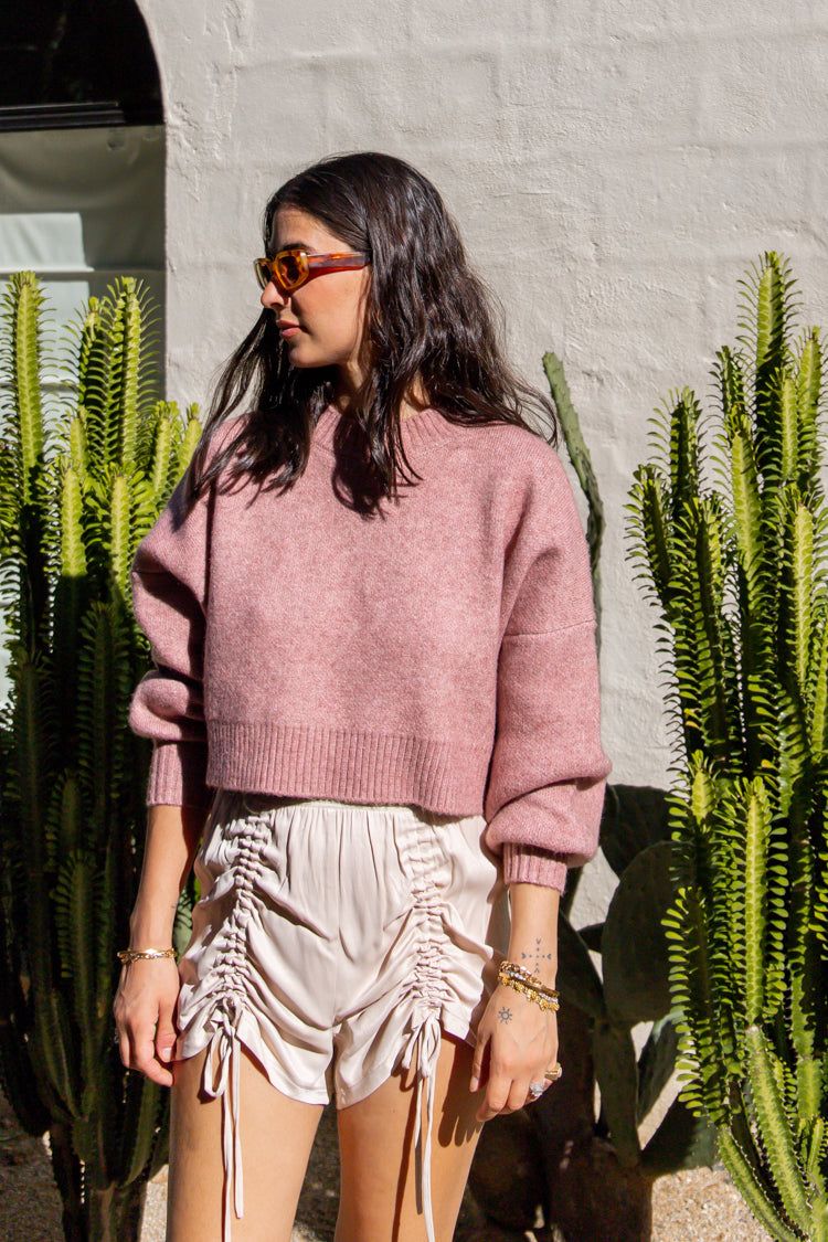 Cali Forever Cropped Knit Jumper Rose sold by Verge Girl
