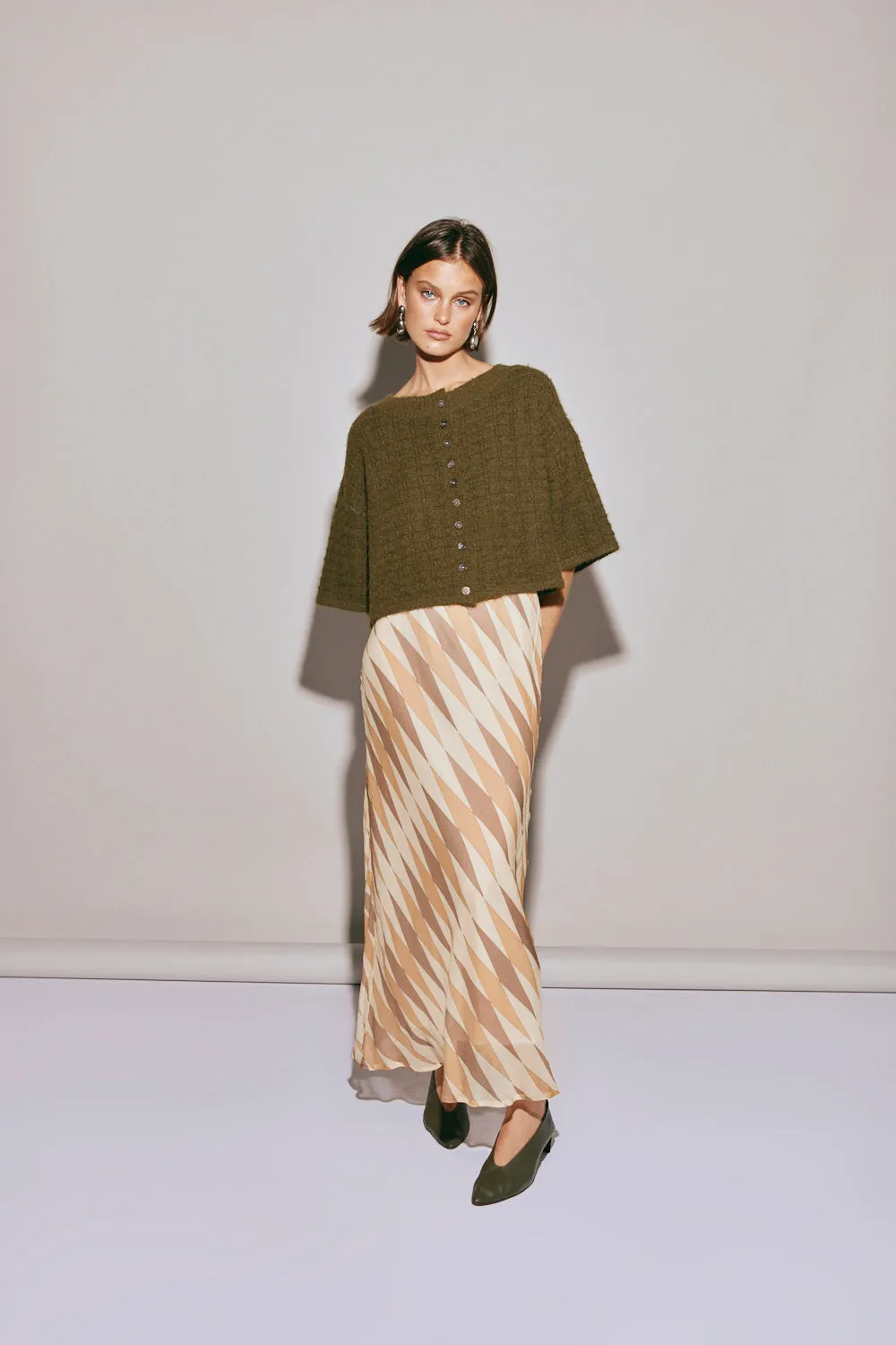 Hailey Knit Cardigan Khaki sold by Verge Girl product image thumbnail 2