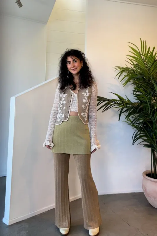 VRG GRL Stardust Knit Mini Skirt // Gold sold by Verge Girl