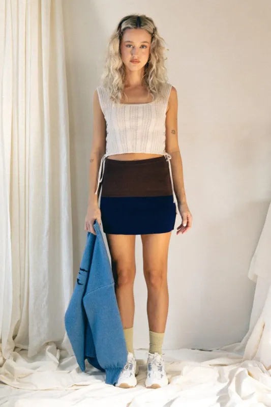 VRG GRL Model Life Knit Mini Skirt // Chocolate sold by Verge Girl