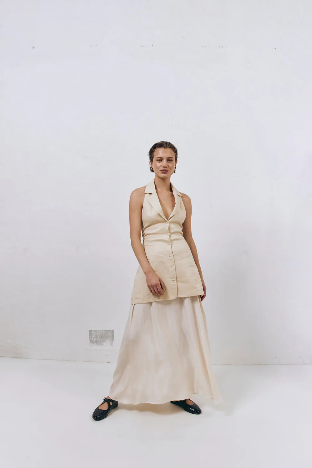 Olive Linen Mini Dress Natural sold by Verge Girl product image thumbnail 4