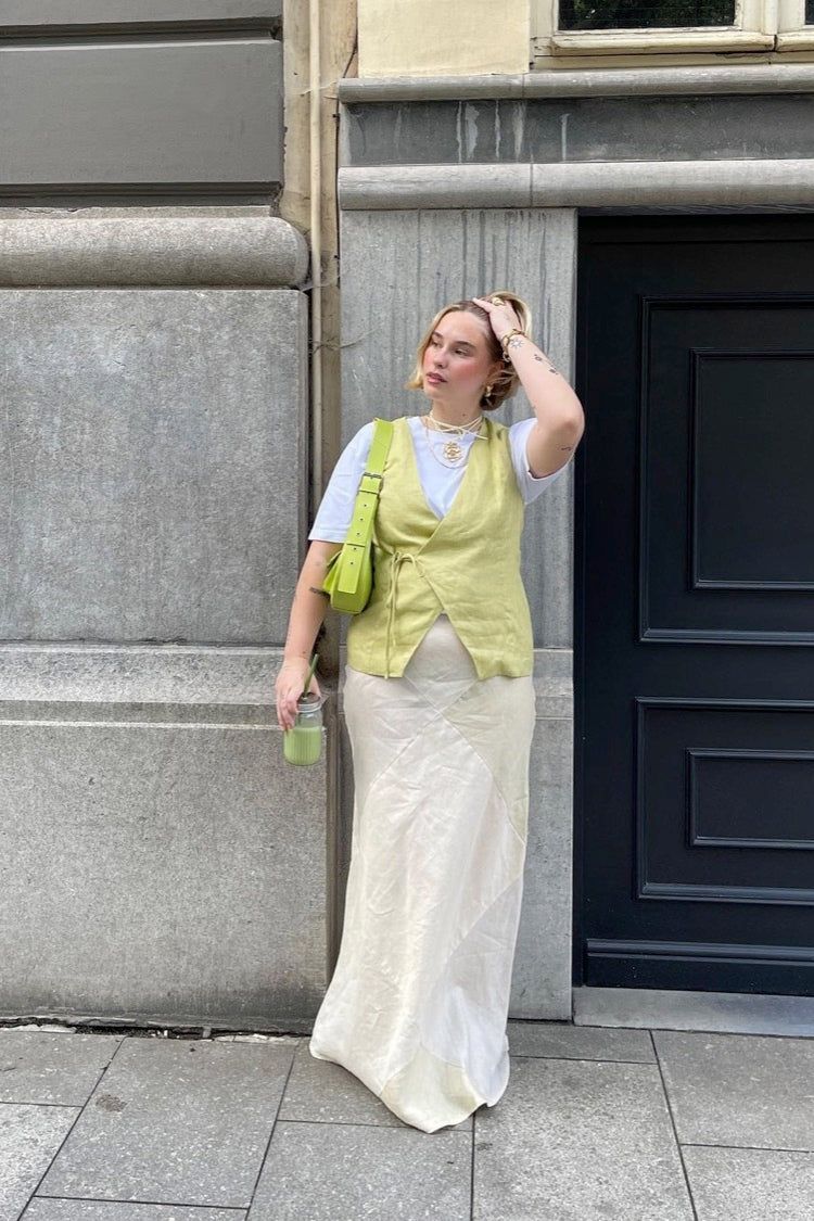 VRG GRL Valencia Bias Cut Linen Maxi Skirt // Cream sold by Verge Girl product image thumbnail 5