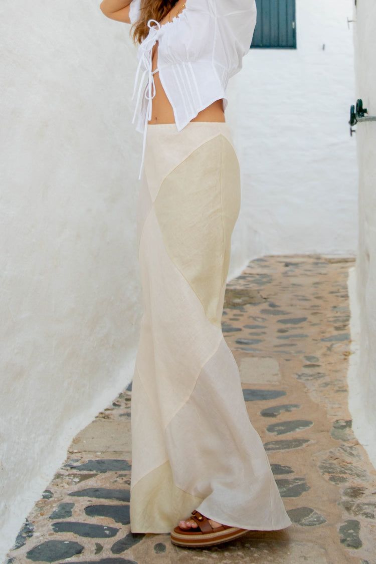 VRG GRL Valencia Bias Cut Linen Maxi Skirt // Cream sold by Verge Girl product image thumbnail 4