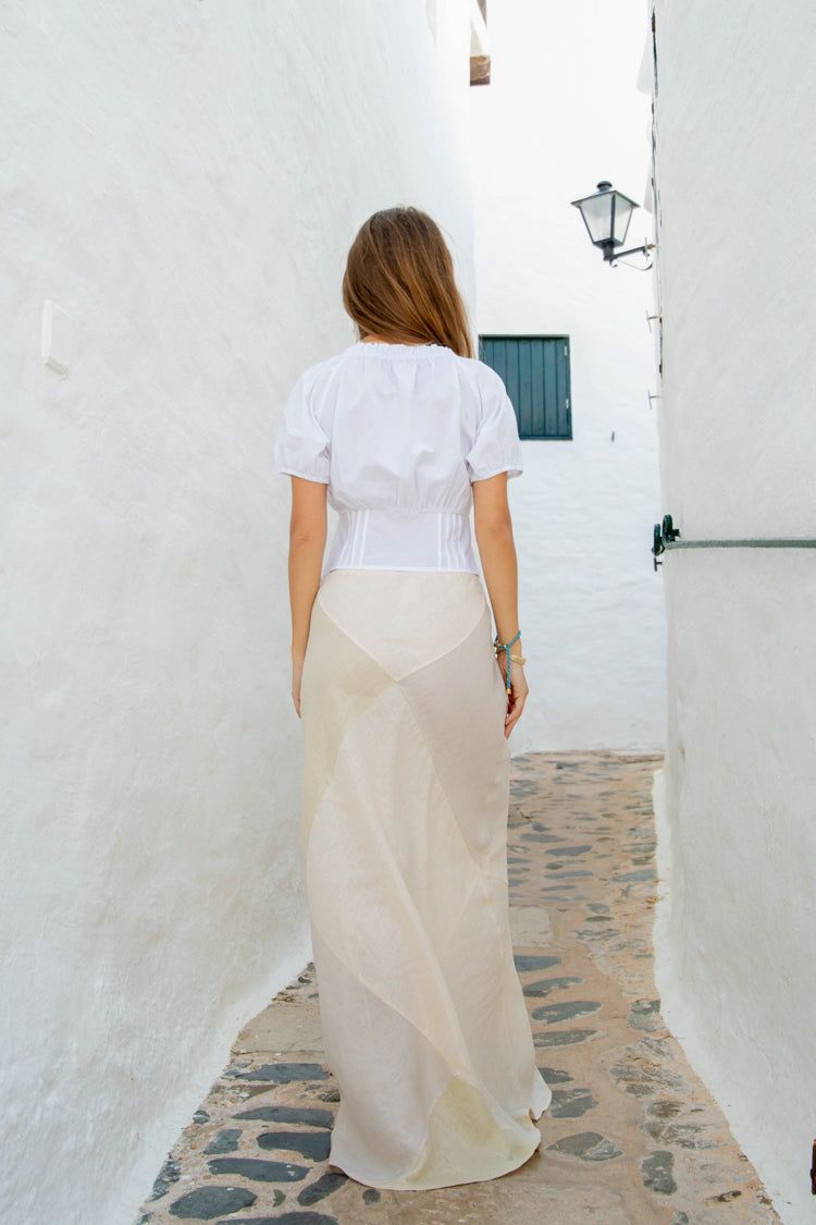 VRG GRL Valencia Bias Cut Linen Maxi Skirt // Cream sold by Verge Girl product image thumbnail 7