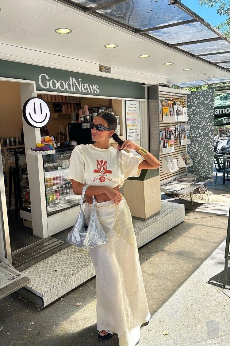 VRG GRL Valencia Bias Cut Linen Maxi Skirt // Cream sold by Verge Girl product image thumbnail 3