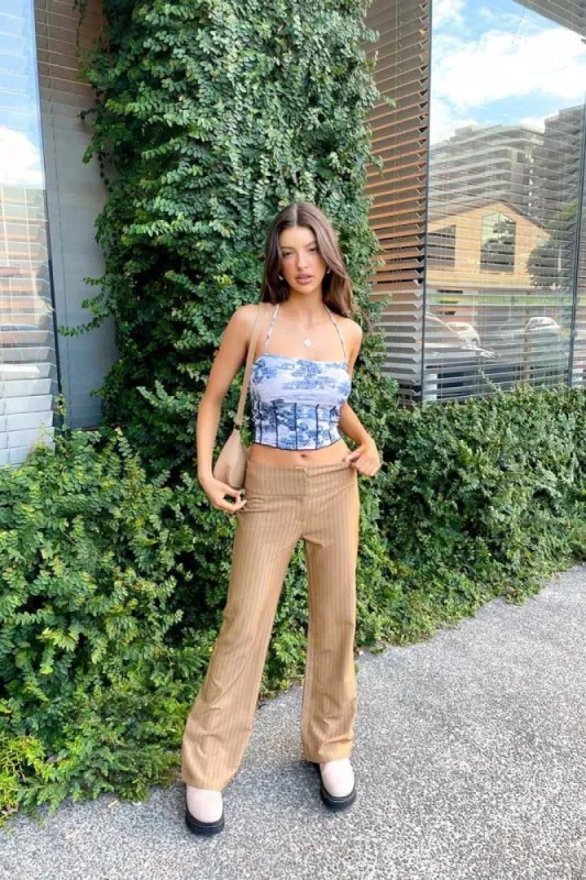 VRG GRL Be Cool Pinstripe Pants // Tan sold by Verge Girl